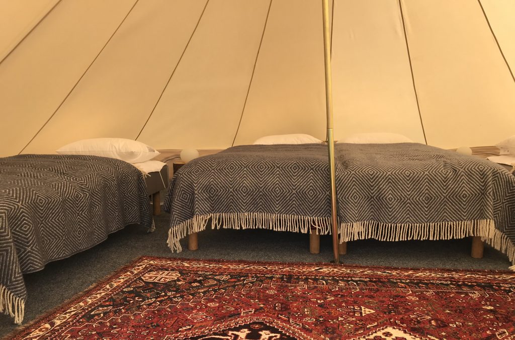 Glamping telt interiør, Lomsesanden Camping