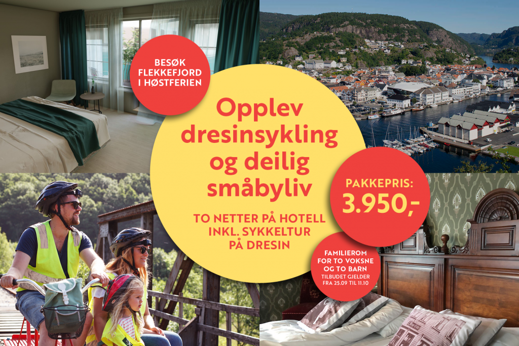 Supertilbud på overnatting i Flekkefjord, inkludert dresinsykling på Flekkefjordbanen.