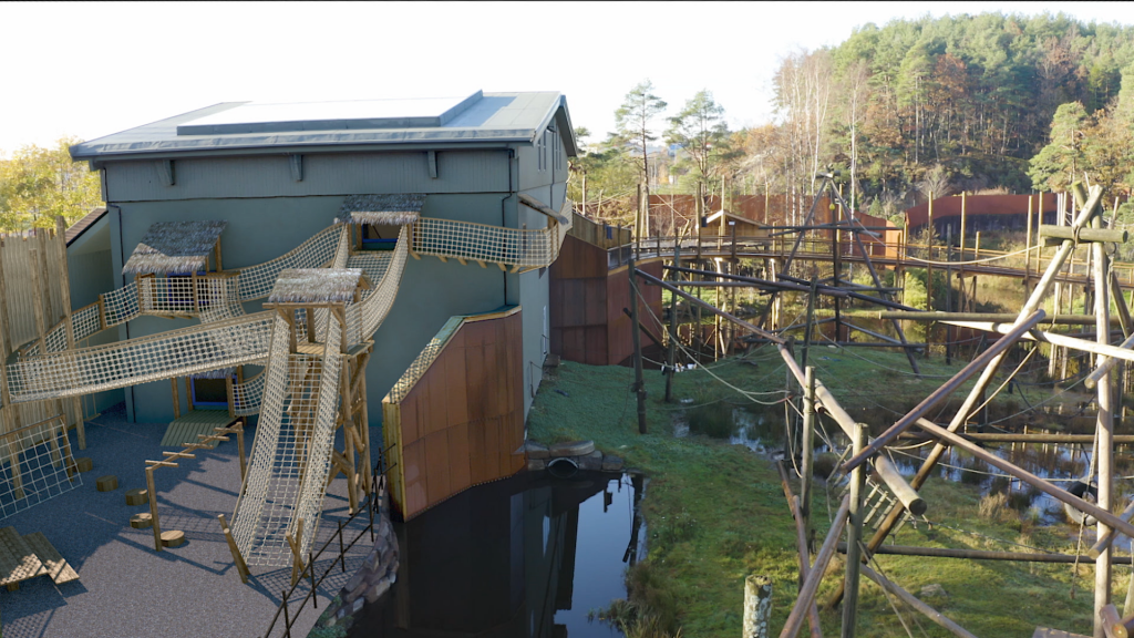 Slik blir det nye klatreområdet ved orangutanghuset.